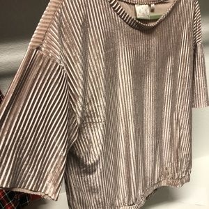 Velvet shirt sleeve pale blush top